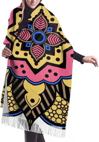 Classic Cashmere Feel Unisex Winter Scarf, Mandala para colorear