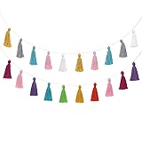 Mkono 2 Pack Cotton Tassel Garland Colored Tassels
