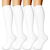 BLONGW Compression Socks for Women & Men Circulation (4 Pairs) 15-20 mmHg is Best Support for Nurses Running Hiking Travel