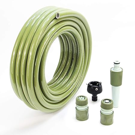 Worth Garten Wasserschlauch Gartenschlauch, 3-lagig, 15m, 1/2' Zoll, mit 4-TLG Armaturen, Garten Bewässerung