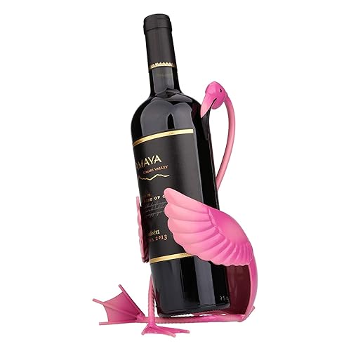 Tooarts Wine Bottle Rack Wine Holder Flamingo Metal Wine Shelf Home Decorations Gifts Interior Decorations