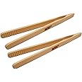 Weber's Wonders Set Of 2 Reusable Bamboo Toast Tongs - Wooden Toaster Tongs For Cooking & Holding - 8 Inch Long - Ideal Kitchen Utensil For Cheese Bacon Muffin Fruits Bread - Ultra Grip - Eco-friendly