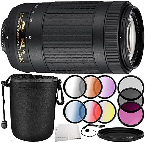 Nikon AF-P DX NIKKOR 70-300mm f/4.5-6.3G ED VR Lens 10PC Accessory Bundle – Includes Manufacturer Accessories + 3 Piece Filter Kit (UV + CPL + FLD) + MORE (Certified Refurbished)