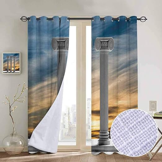 Jinguizi Grommet Curtains Pillar,Antique Theme Three Ancient Marble