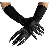 Halloween Long Paw Gloves With Scary Nails,Elastic Knitted Ghost Devil Cat Claw Gloves,Cosplay Halloween Costumes Decorations