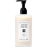 Atom Fresh Body Lotion for Women, Hydrating & Firming Body Moisturizer for Dry Skin, Ceramide & Niacinamide Skin Barrier, Non-Greasy Vitamin E Lotion, Rose Fressia Oud Scent, 13.5 fl oz