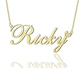 AOLO Ricky Heart Name Necklace 18k Gold Plated