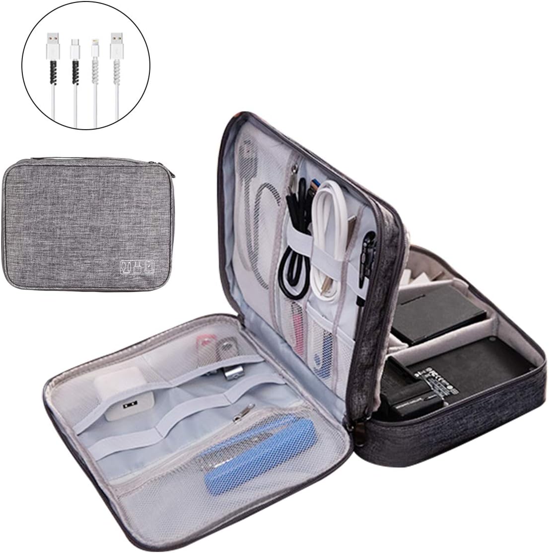 OrgaWise Accessories Bag Travel Electronics Organiser 3 Layer Cables Case for Power Bank Camera, Ipad and Memory Card - Image 3