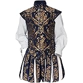 Willyacos Renaissance Tudor Costume - Men's Elizabethan Era Prince Tudor King Doublet & Vest with Pumpkin Pants
