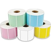 Spartan Industrial - 2.25" X 1.25" Direct Thermal Labels 5 Colors (5 Rolls, 1000/Roll) Perforated Barcode Address Stickers - Compatible with Rollo and Zebra Desktop Printers