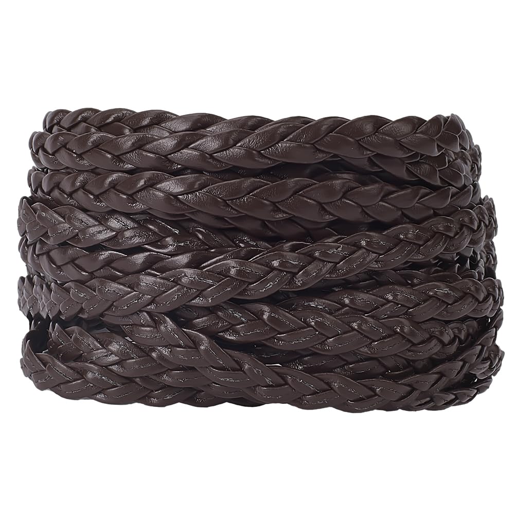 GORGECRAFT 5m x 7mm Flat Leather Cord Braided Leather String 2mm Thick Folded Imitation Leather Rope Thread for DIY Braiding Crafts Bracelet Anklets Choker Necklace Jewelry Making, Coconut Brown