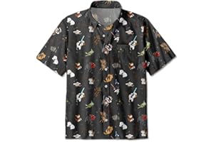 GEEKSOUTFIT Geek Nerdy Hawaiian Shirt for Men - Mens Short Sleeve Button Down Shirts Funny Hawaiian Shirts for Men
