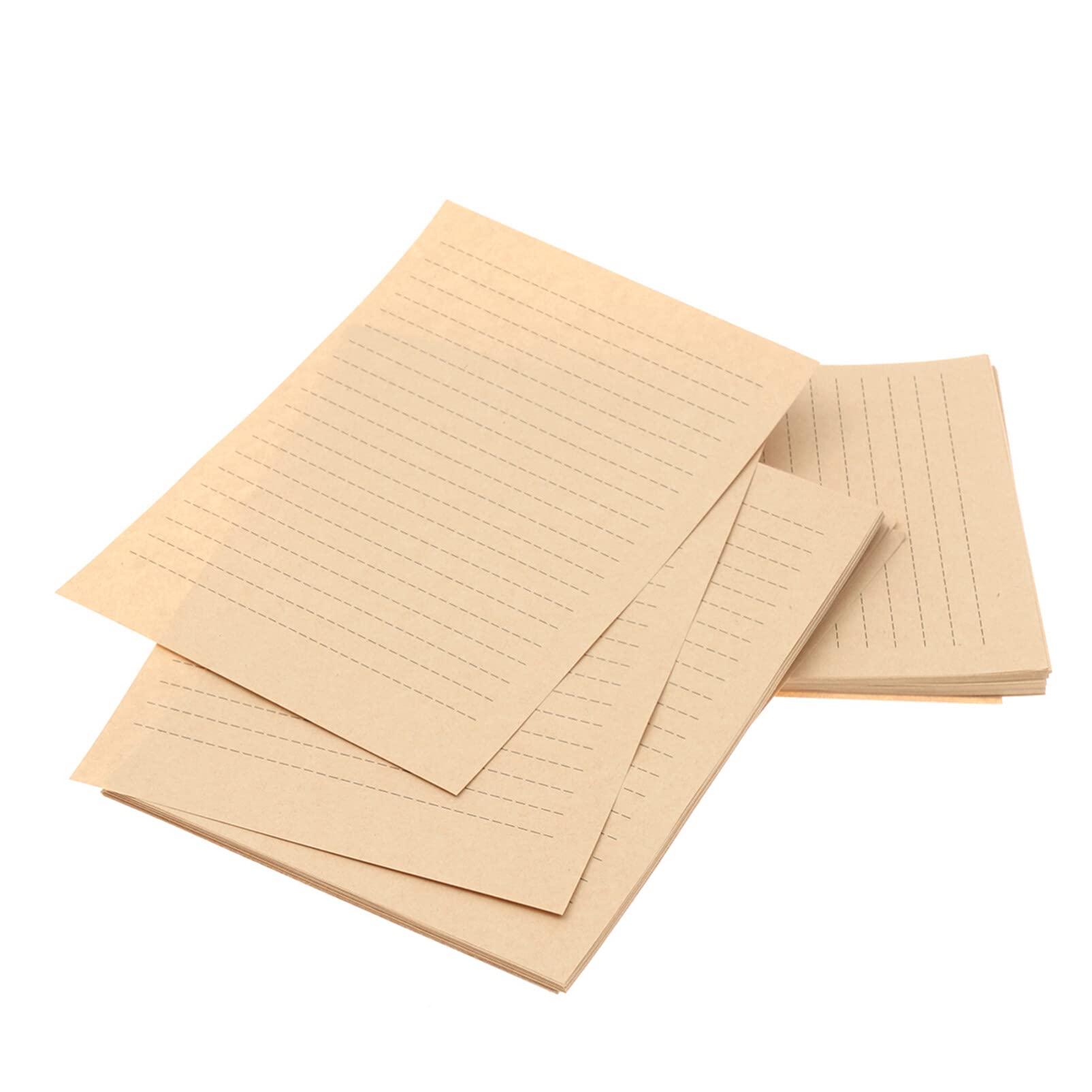 Cabilock Retro Kraft A5 Writing Paper 50 Sheets Lined Brown Stationery Paper for Letter Writing Calligraphy School Office Use 8.3X5.7 Inch