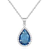 Sumonyo Diamond Teardrop Pendant Necklaces for Women Crystals Birthstone Costume Jewelry Gifts for Women，Gold Plated 17.92 + 1.97 inch Chain