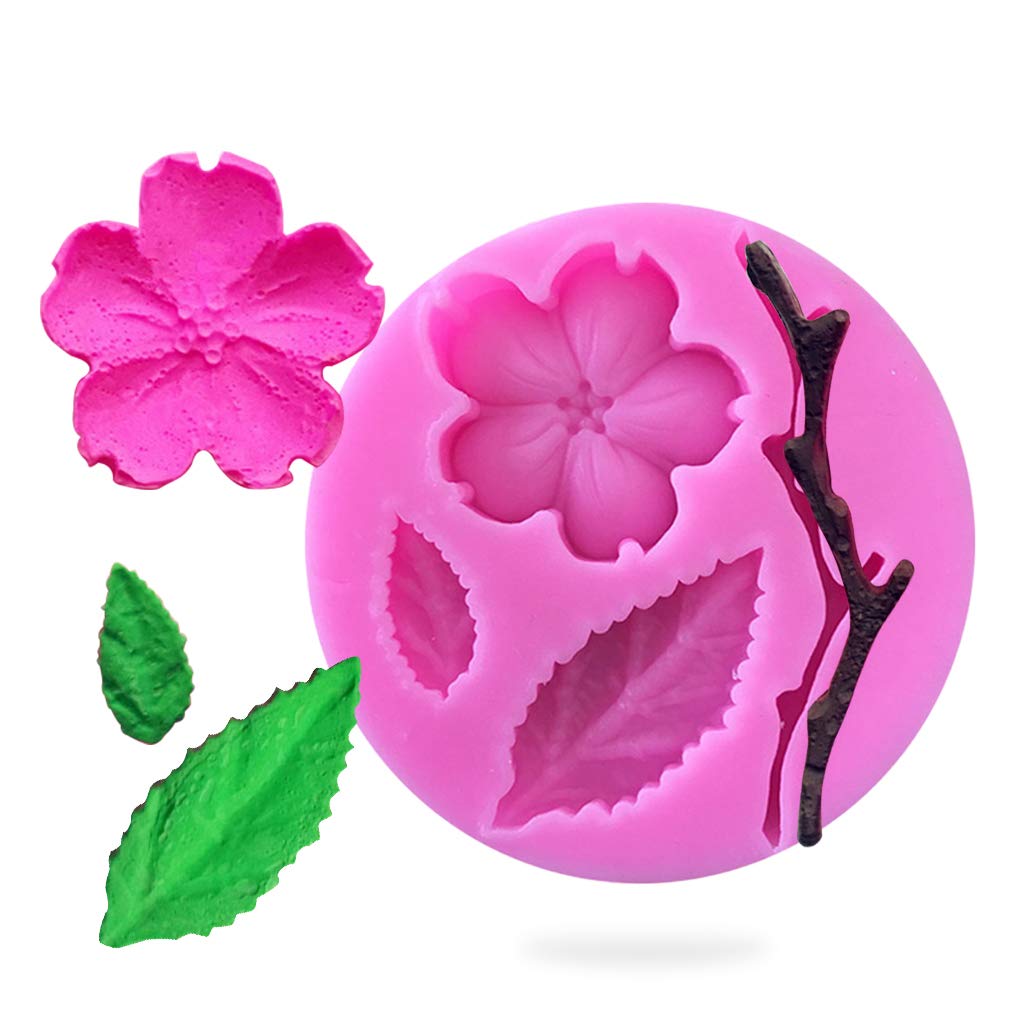 Rolin Roly Fondant Cake Silicone Mold Peach Blossom Mini Silicone Mould 3D Silicone Soap Fondant Cake Decorating Tools DIY Kitchen Making Candy Molds