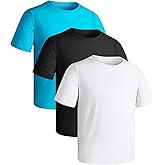 Auranso 3 Pack Boys Swim Shirts Rash Guard Short Sleeve UPF50+ Quick Dry Fishing Surfing Swimwear