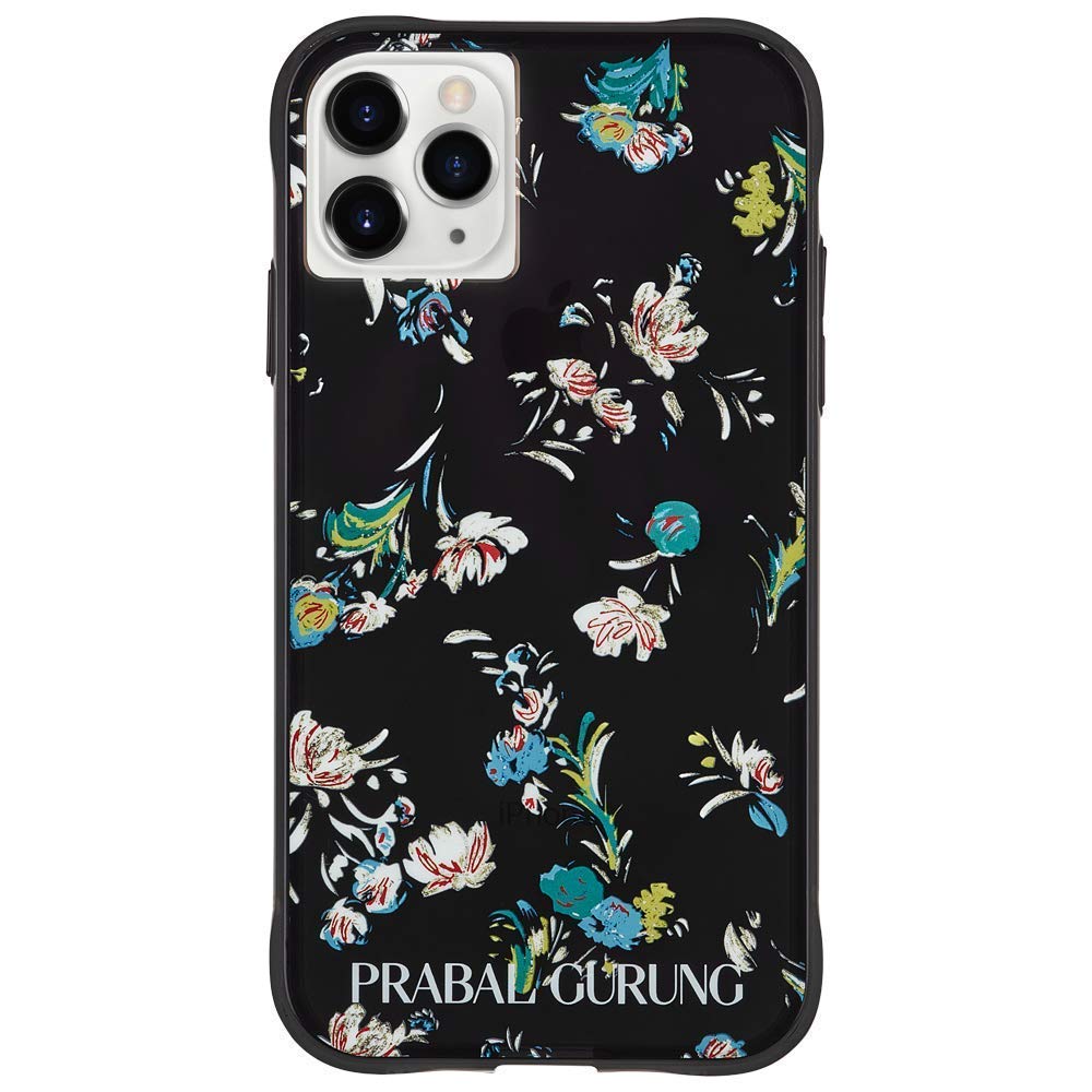 Case-Mate Prabal Gurung iPhone 11 Pro Max Case, Protective Hardshell Tough Floral Cover Compatible with QI Wireless Charging - Black