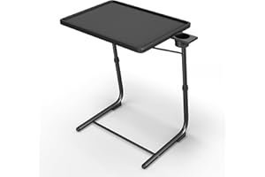 Our Modern Space Adjustable TV Tray Table - 6 Height & 3 Tilt Angle Settings | Multifunctional Foldable Tray Table for Eating Laptop Dinner or Bed Use | Easy to Assemble & Store | Portable Desk