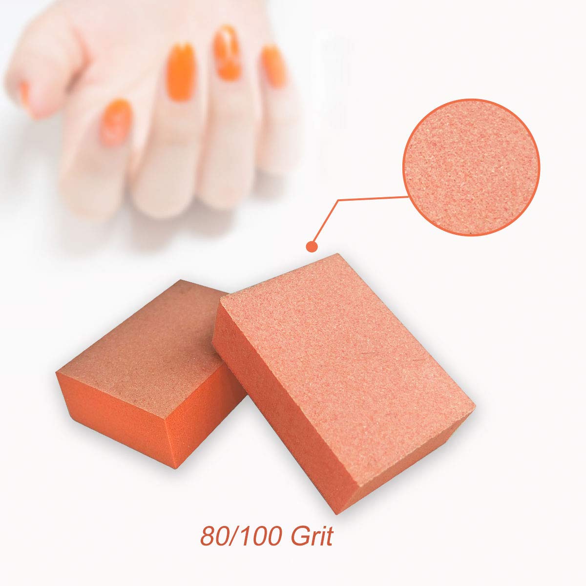 Nail Buffer Mini Block File 80/100 Grit Disposable Bulk, 130 Count (Orange) : Beauty