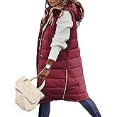 Jyanl Long Puffer Vest Women Quilted Hooded Vest Zip Up Sleeveless Vests Outerwear Padded Jacket Warm Winter Coat 2025