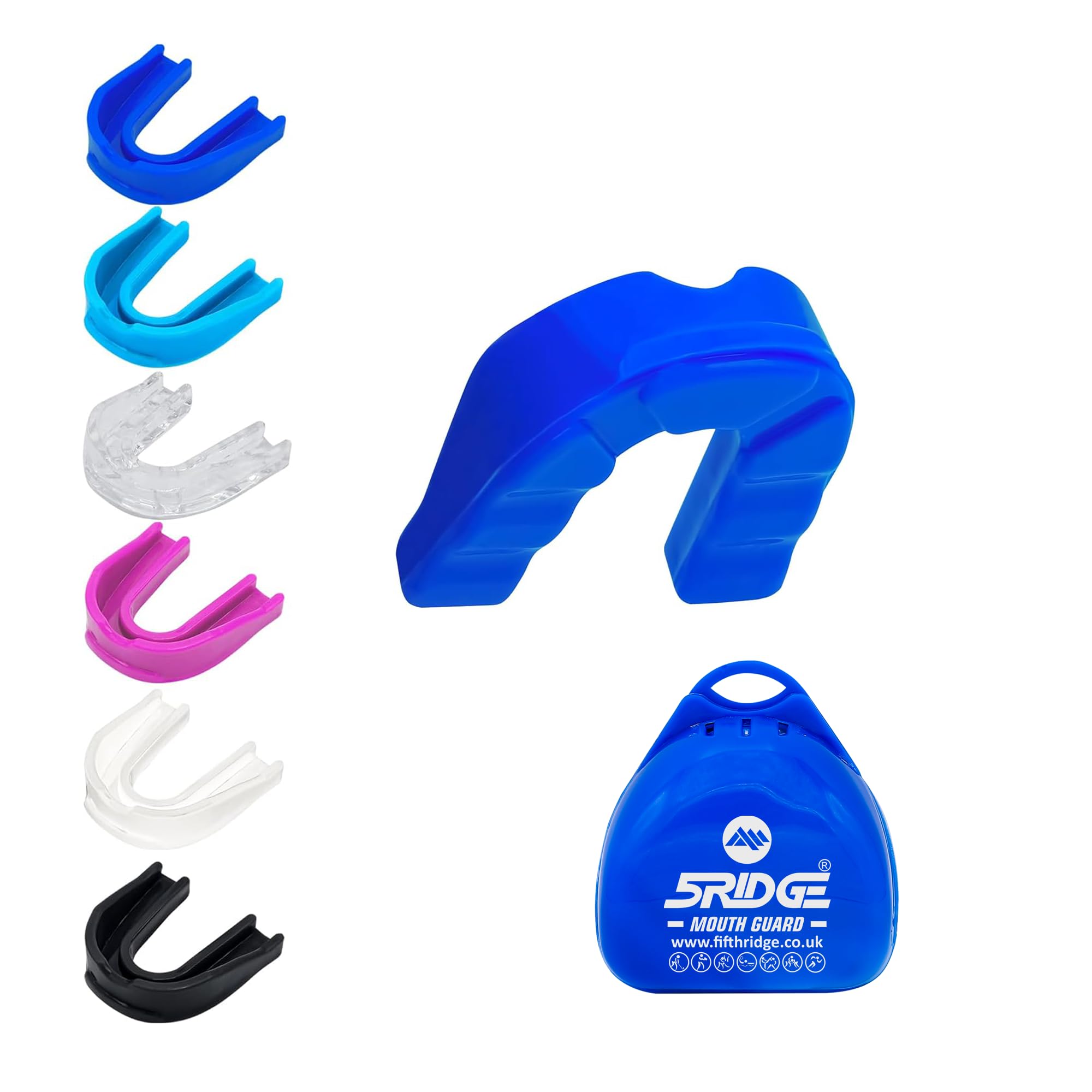 Mouth Guard - Slim Fit Sports Mouth Guard with Case - Gum Shield for Protection in Contact Sports - Durable Boxing, MMA, Judo, Karate, Rugby, Hockey, Football Mouthguard (Blue, Adults 10+)