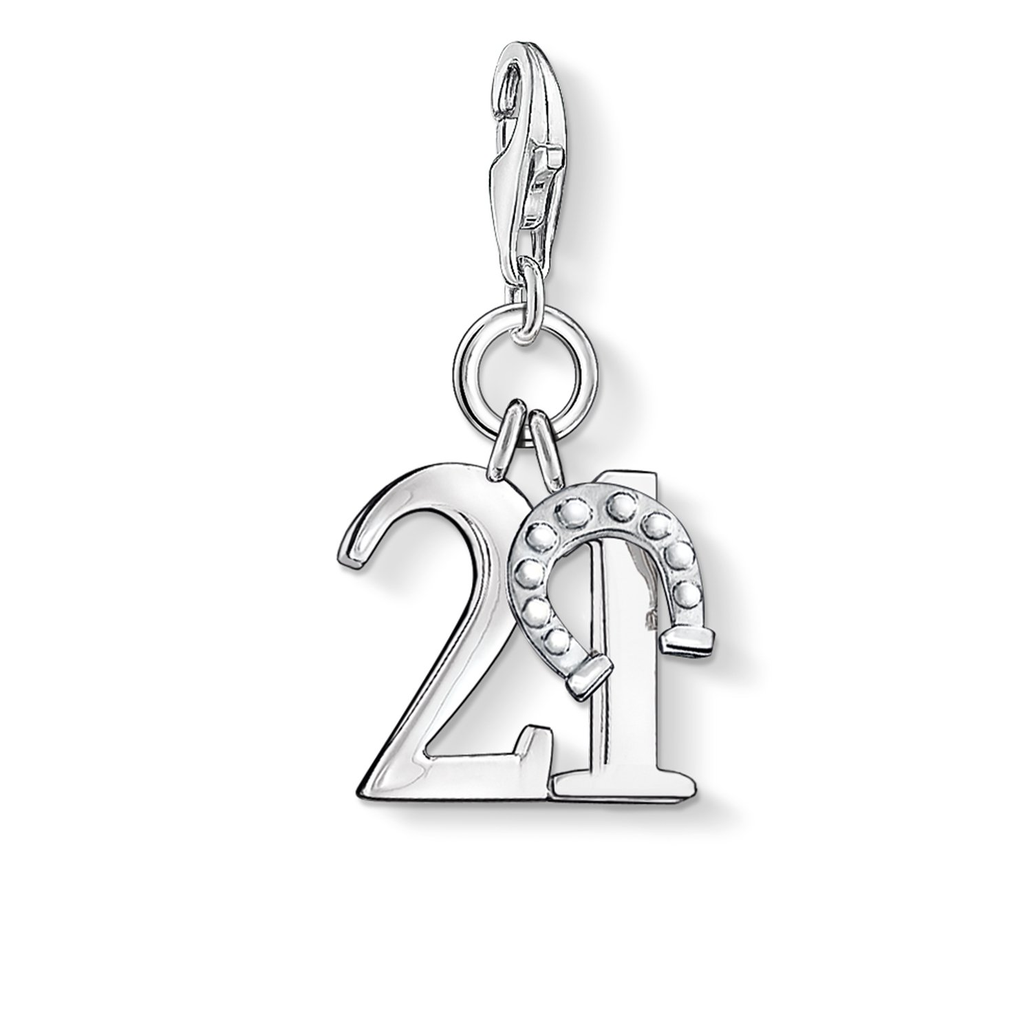 THOMAS SABO Women Charm Pendant Lucky Number 21 Charm Club 925 Sterling Silver 0460-001-12