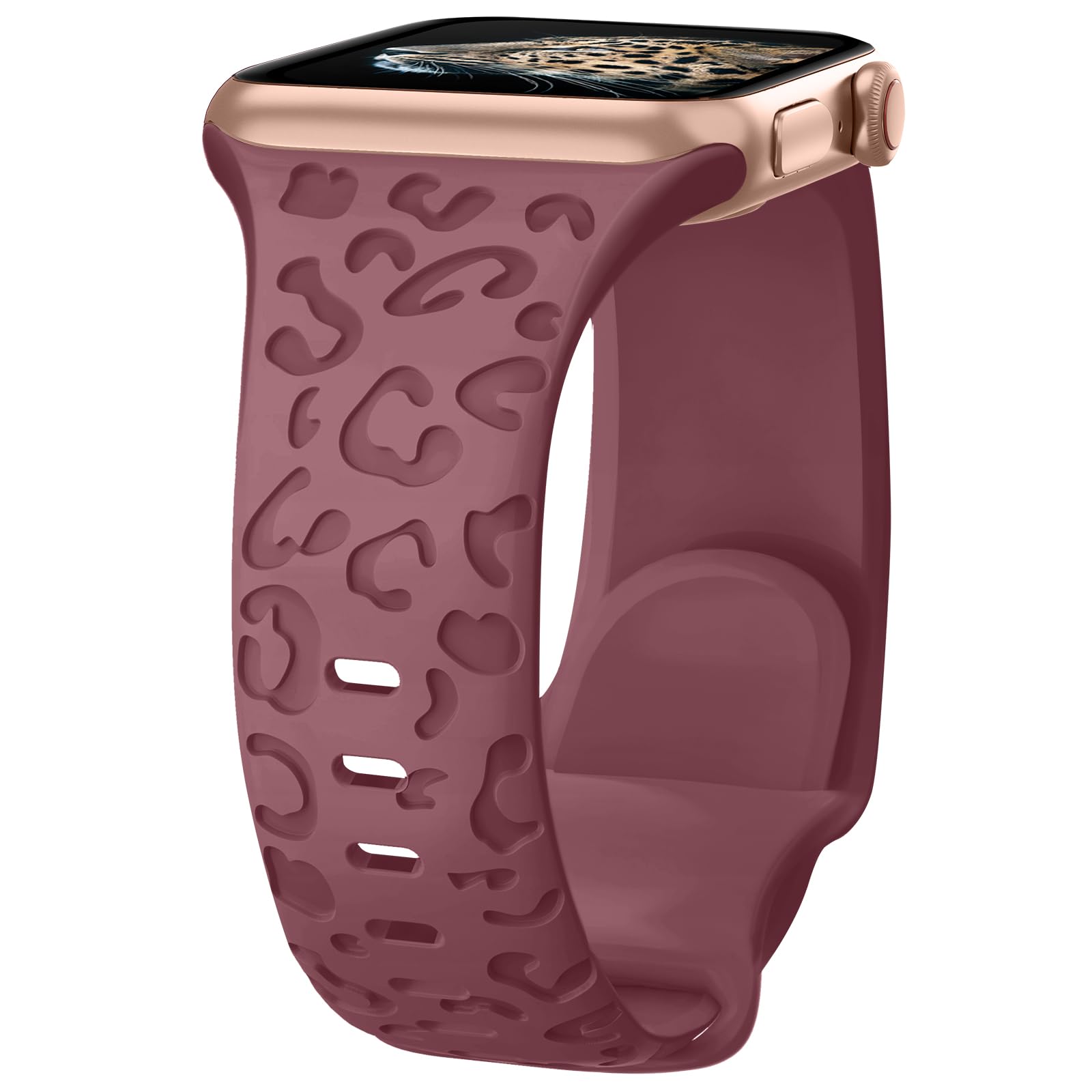 Towsnails Compatible with Apple Watch Straps 38mm 40mm 41mm 42mm Women Men, Leopard Print Silicone Sport Band Replacement Straps for Apple Watch Series 11 10 9 8 7 6 5 4 3 2 1 SE SE3 - Smoke Purple