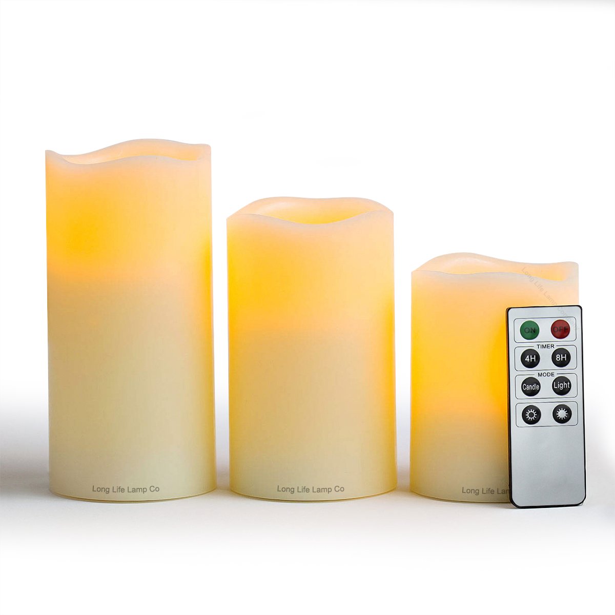 Set of 3 LED Scented Mood Candles Remote Control Flameless Vanilla