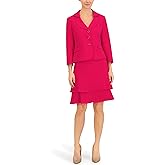 Le Suit Women's Petite Shawl Collar Blazer & Sheath Dress, 2pc Set, Dark Azalea
