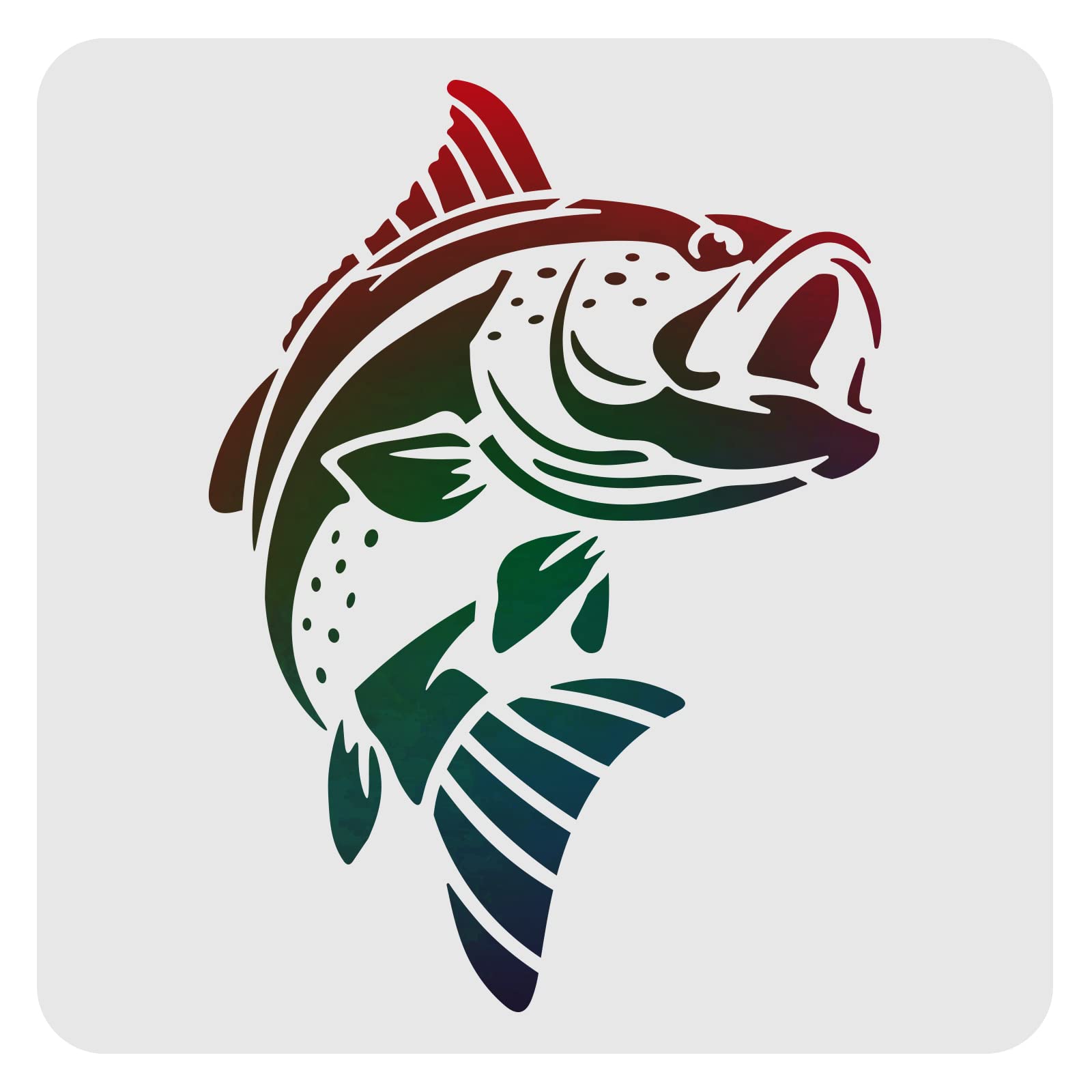 FINGERINSPIRE Fish Stencil Template 30 x 30 cm Square Trout Painting Stencil Template for Home Decoration (White)