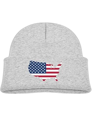 Kids Cool USA Flag Map Casual Flexible Winter Knit Hats/Ski Cap/Beanie/Skully Hat Cap