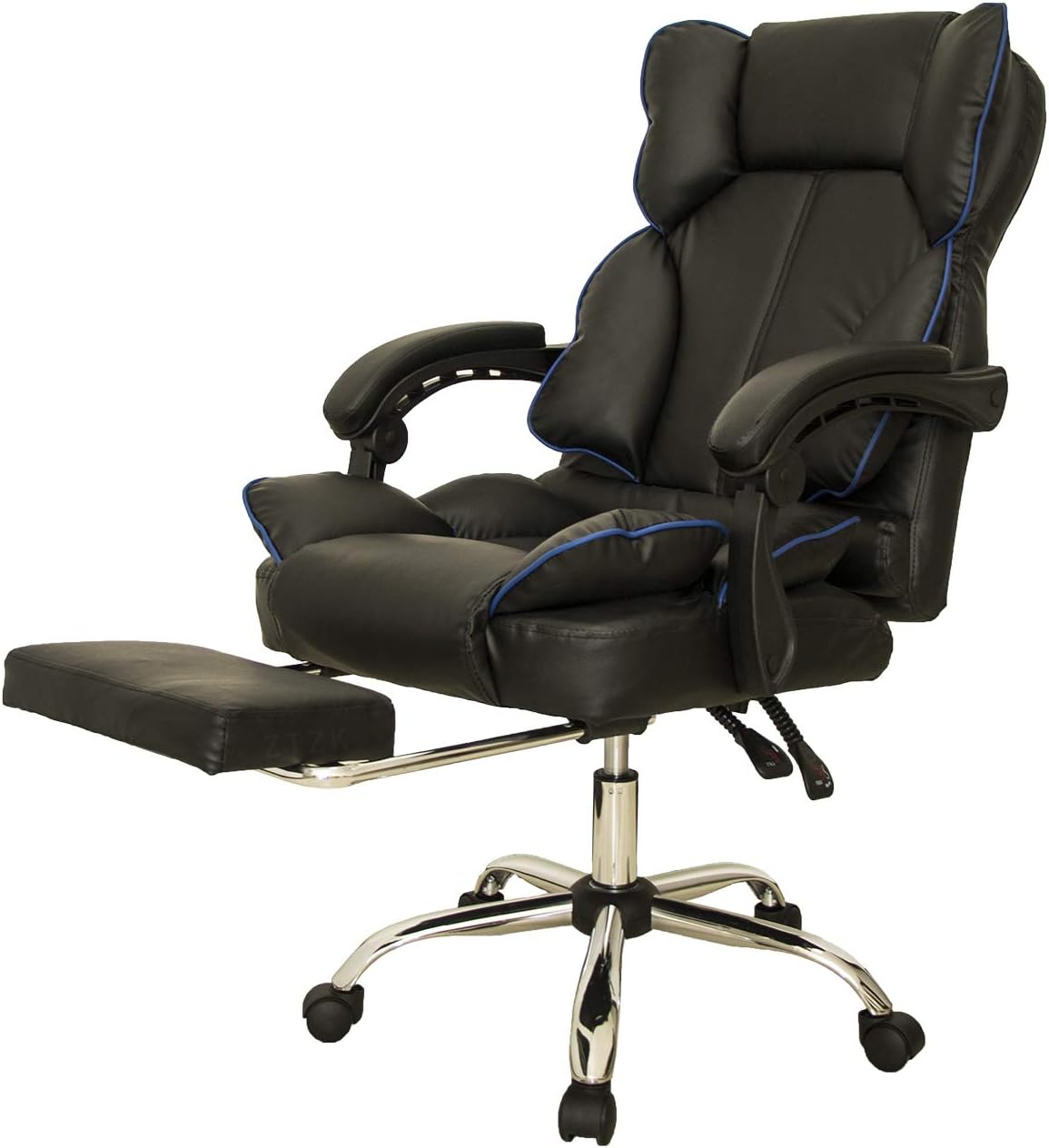 Office Game Chair Ergonomic Luxury PU Leather Adjustable High Back Executive Boss Chair with Footrest and Lumbar Support Computer Racing Gaming Chairs (Black)