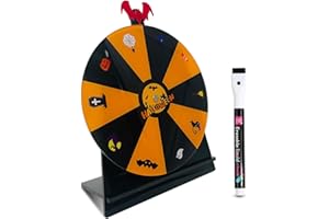 iobiotio Halloween Party Spinning Prize Wheel, 8 inch Halloween Game Spinner Wheel for Prizes with Stand, 10 Slots Color Small Tabletop Roulette Spinner, Easy Assembly and Erasable, Portable