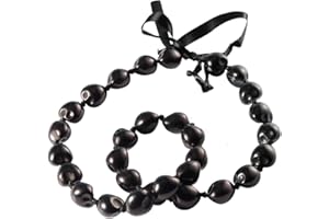 BNQL Chunky Hawaiian Kukui Nut Lei Necklace with Ribbon Bow Closure Graduation Gift