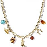 KissYan Cowgirl Western Charm Necklace, 14K Gold Plated Boot Horseshoe Turquoise Pendant Chain Vintage Jewelry Gift for Women