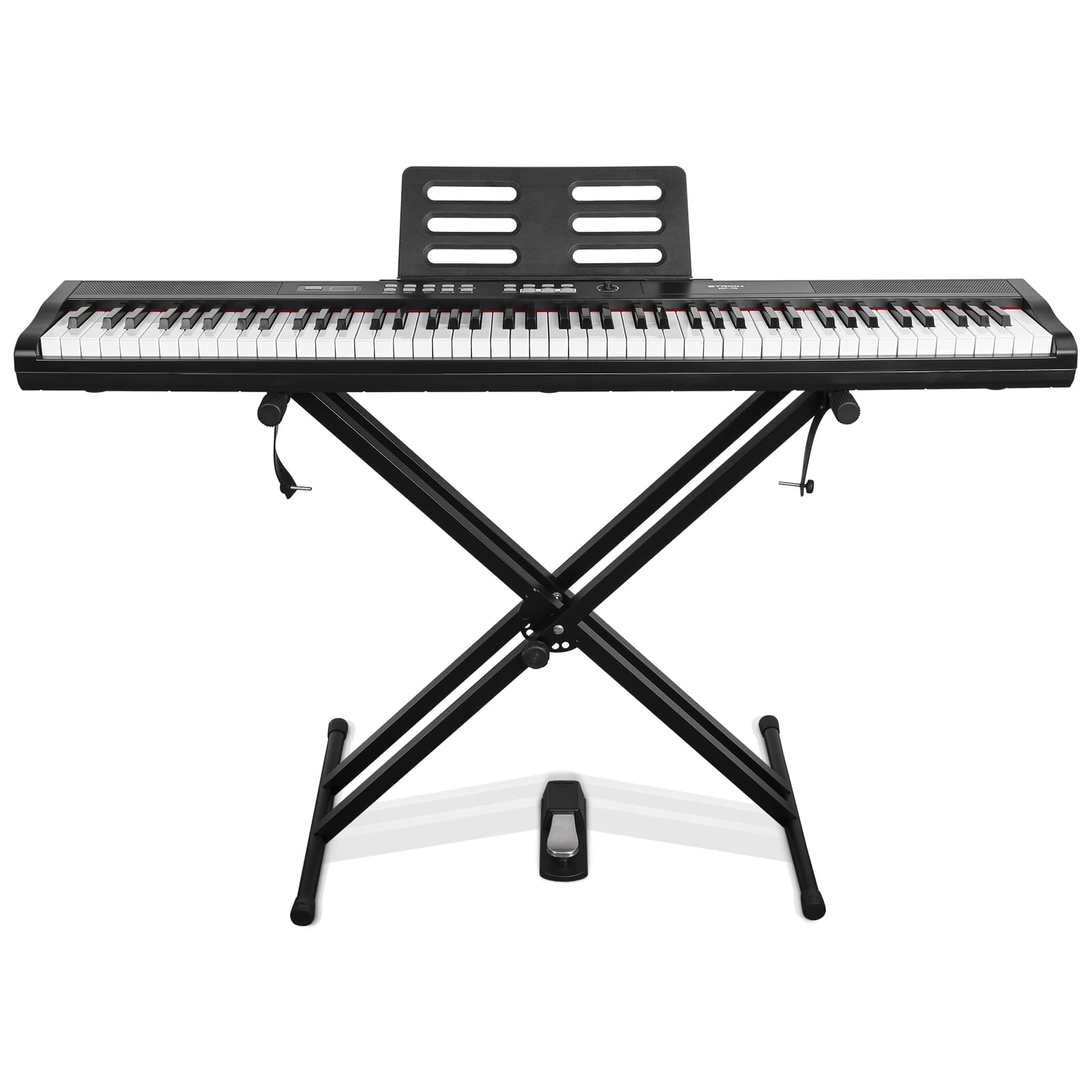 Photo 1 of STRICH Digital Piano Keyboard with Stand - Full Size Electric Keyboard with Semi-Weighted 88 Keys, Sustain Pedal, Music Rest - 900 Sounds, 700 Rhythms, Portable Design for Beginners, Black, SEP-150