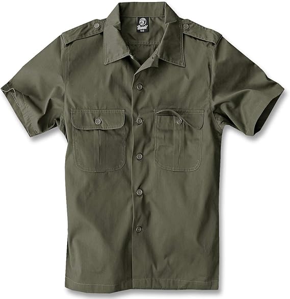Amazon Branditメンズシャツ1 2オリーブ シャツ 通販