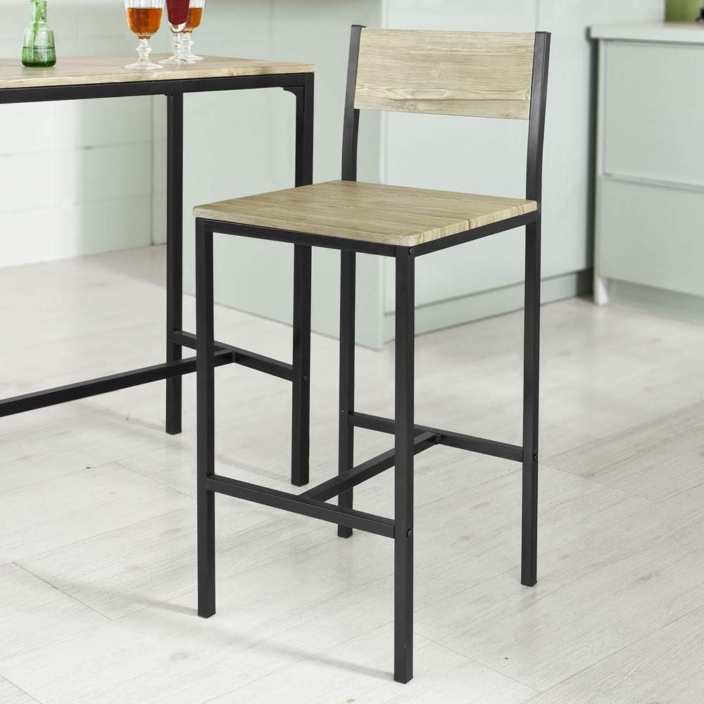 Haotian OGT03, 3 Piece Dining Set, Dining Table with 2 Chairs, Home Kitchen Breakfast Table, Bar Table Set, Bar Table with 2 Bar Chairs, Kitchen Counter with Bar Chairs, 33.7 ”Height Table - Table & Chair Sets