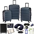 Samsonite 68311-2824 Omni Hardside Luggage Nested Spinner Set 20 Inch, 24 Inch, 28 Inch - Teal Bundle w/Deco Gear Luggage Accessory Kit (10 Item)