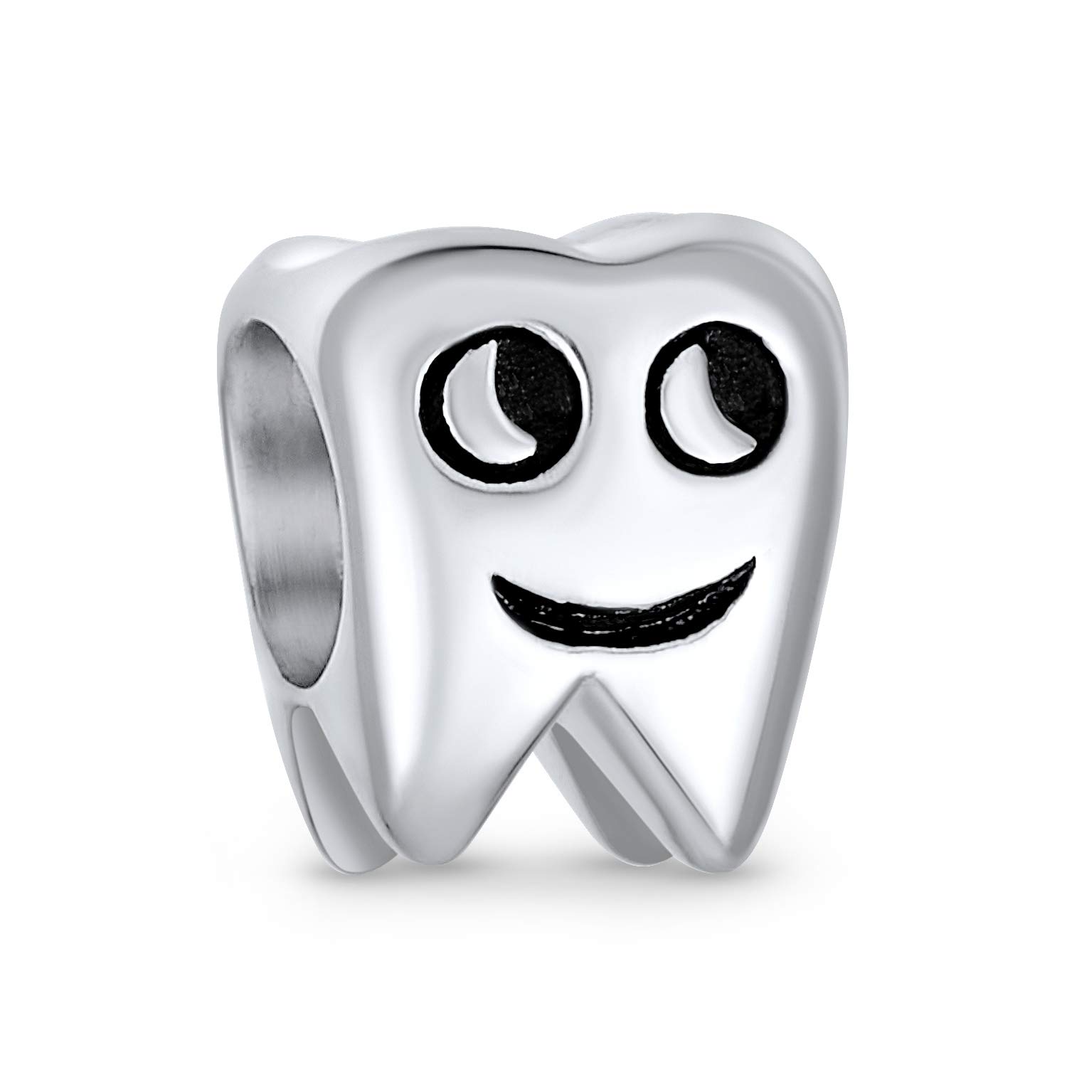 Bling Jewelry Dentist Smiling Tooth Fairy Charm Bead For Women For Teen Oxidized .925 Sterling Silver Fits European Bracelet
