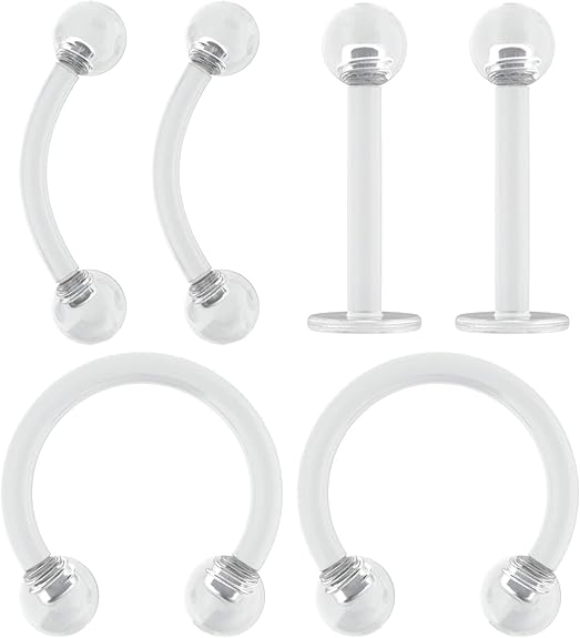 4pc 16g Lip Piercing Retainer 8mm Nose Daith Cartilage