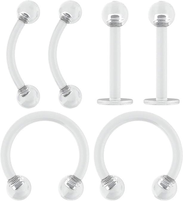 4pc 16g Lip Piercing Retainer 8mm Nose Daith Cartilage