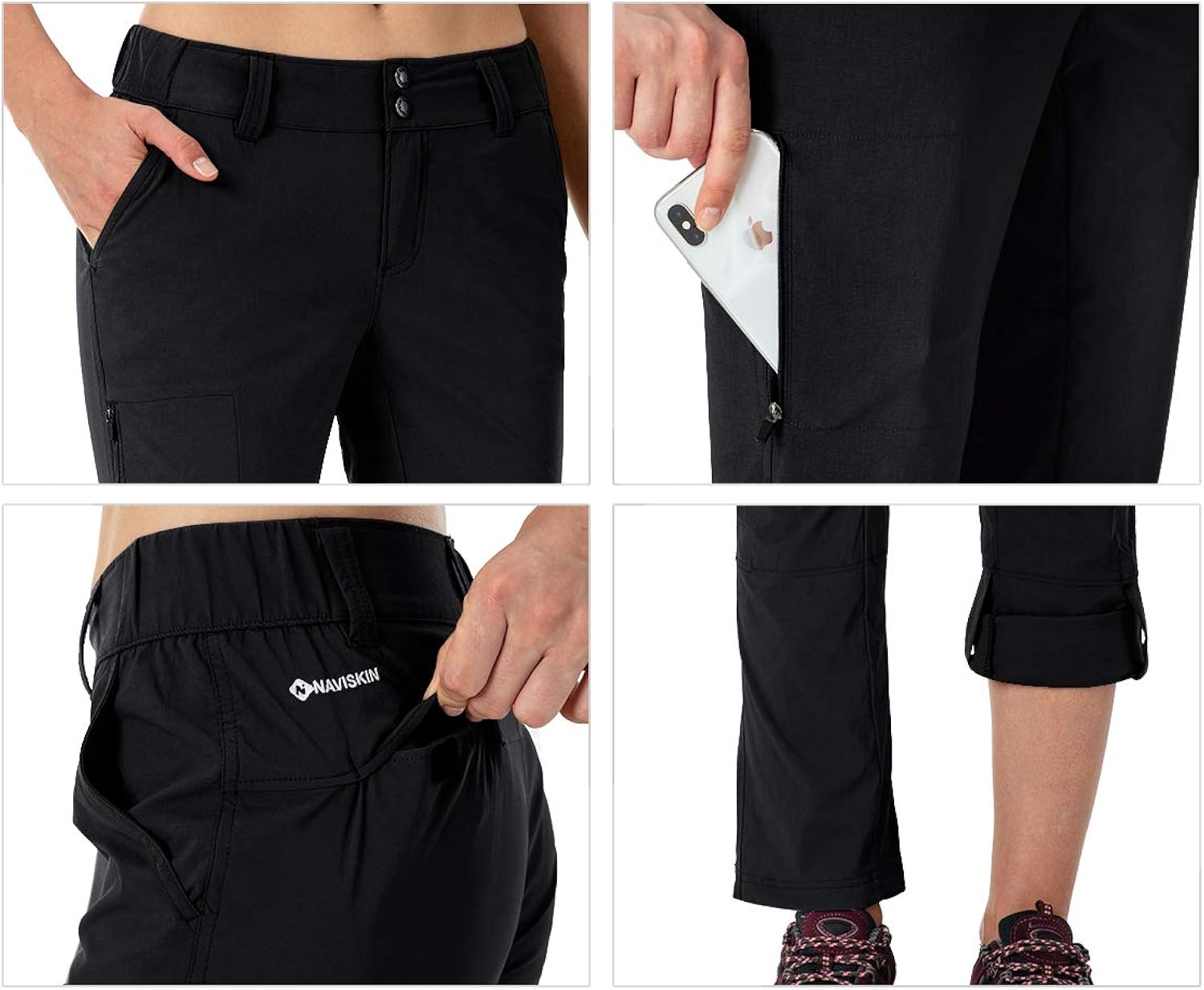 Naviskin Women's Quick Dry UPF 50+ Trail Pants Lightweight Hiking Outdoor Cargo Pants Water Resistant: Clothing