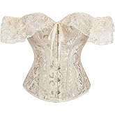 SHYMMUO Corset Top for Women Renaissance Steampunk Bustier Top Sexy Lace Up Corset Top Festival Pirate Halloween Costume
