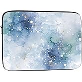Nicokee Laptop Sleeve Bag 15.4 15.6 Inch,Blue Marble Black Ink Design Vintage Protective Polyester Computer Cases Laptop Cover Briefcase Bag Tablet Travel Cover