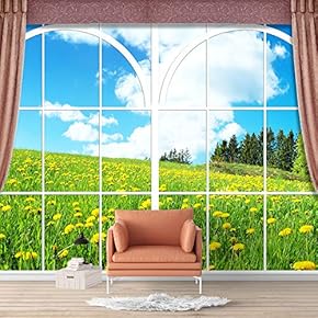 Wall Murals for Bedroom Vies from French Window Design Removable Wallpaper Peel and Stick Wall Stickers - 66x96 inches