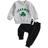 Amnnchya Toddler Baby Boy St Patricks Day Outfit Charmer Shamrock Sweatshirt Pants Fall Winter Spring Clothes Set