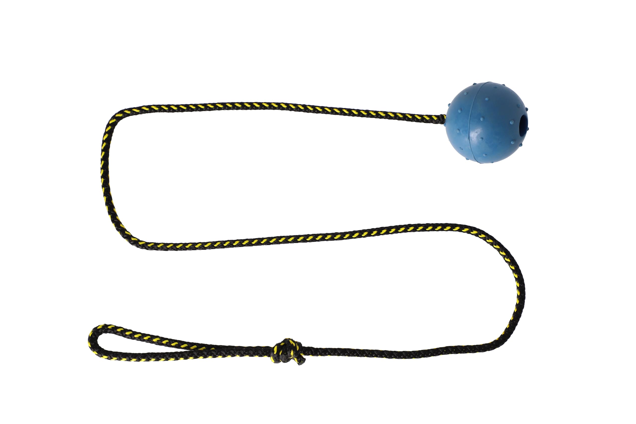 DINGO Nubby Dog Ball - Fully Rubber-Filled, with 100 cm Long Rope - Suitable for Fetching, Dog Sports, Agility, Tug of War, Playtime - Medium Size - Random Colour (17318-2)