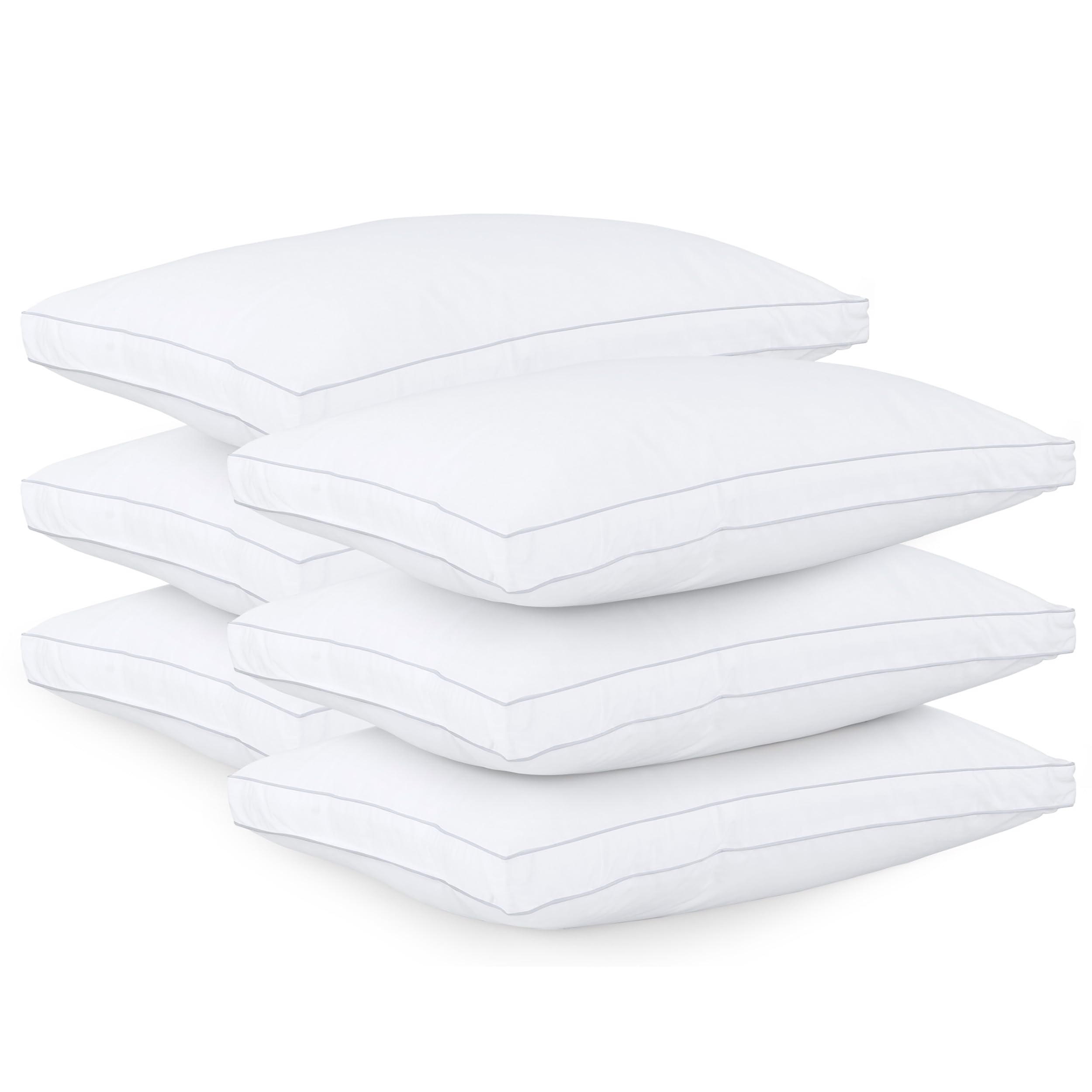 Utopia Bedding Bed Pillows for Sleeping Queen Size (White), Set of 6, Cooling Hotel Quality, Gusseted Pillow for Back, Stomach or Side Sleepers