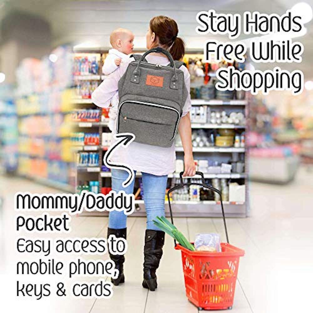 KeaBabies Backpack Diaper Bag Large - Multi-Function Waterproof Travel Baby Backpack Diaper Bag for Dad, Mom. Large Maternity Nappy Bags - Durable, Stylish - Diaper Mat Included (Gray).